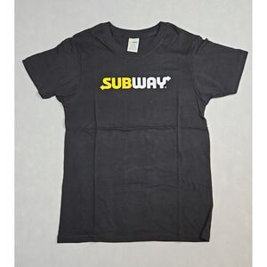 Subway Mens Black Logo Graphic Print T Shirt Size Small NWOT
